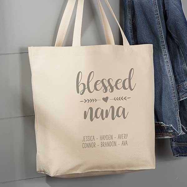 Blessed Grandma Personalized Canvas Tote Bags - 26158
