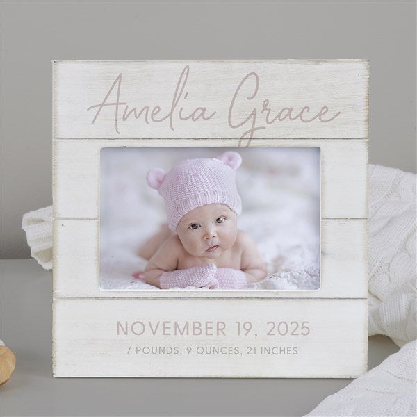 Simple & Sweet Personalized Shiplap Baby Girl Picture Frame - 26225