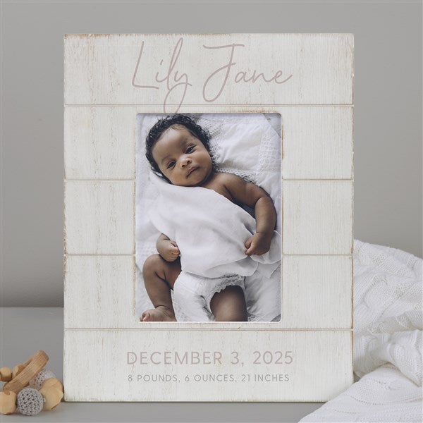 Simple & Sweet Personalized Shiplap Baby Girl Picture Frame - 26225