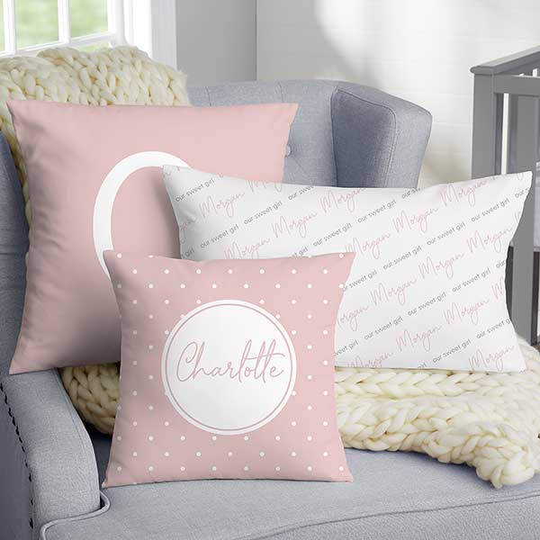 Simple & Sweet Personalized Baby Girl 14-inch Velvet Throw Pillow