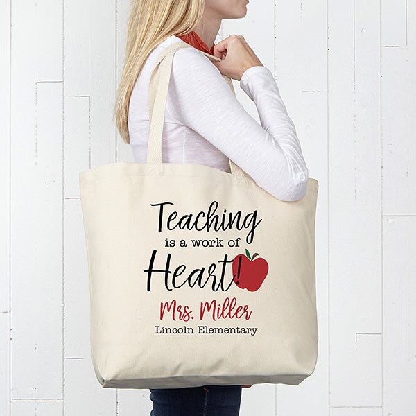 Inspiring Teacher Personalized Canvas Tote Bag - 20x15