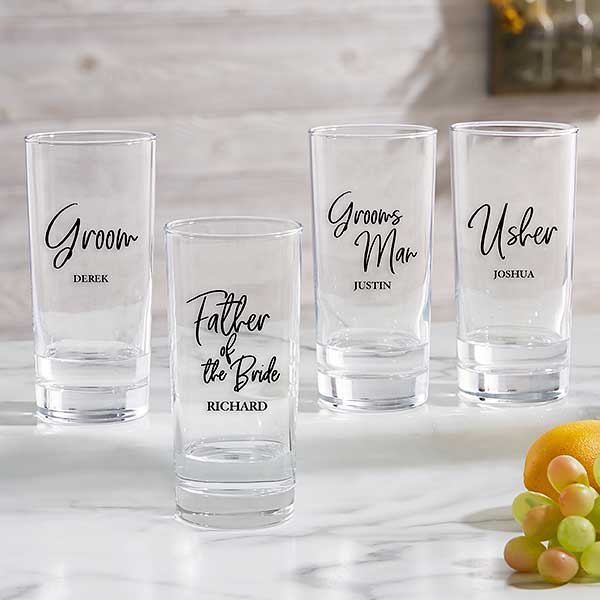 Classic Elegance Wedding Party Personalized Beer Can Glass