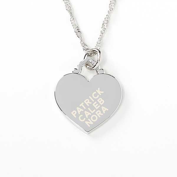 Engraved Heart Necklace With Kids Names