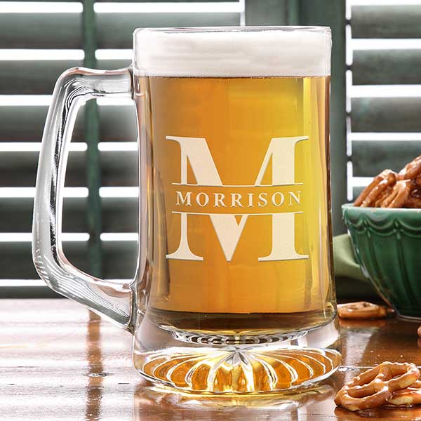 Set of 6 - Custom Engraved Stemmed Beer Glass, Groomsmen Beer Glass