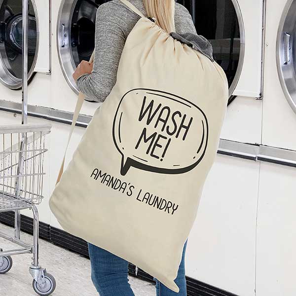 Wash Me Quote Bubble Personalized Laundry Bag - 26540