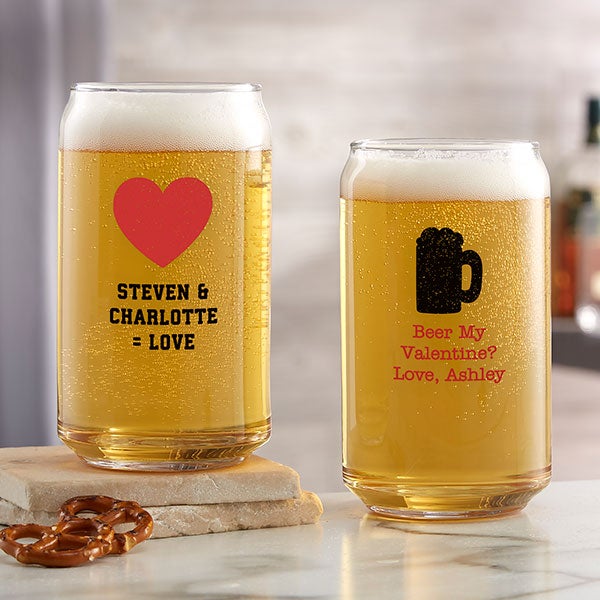 Personalized Valentine's Day Beer Glasses - Choose Your Icon - 26566