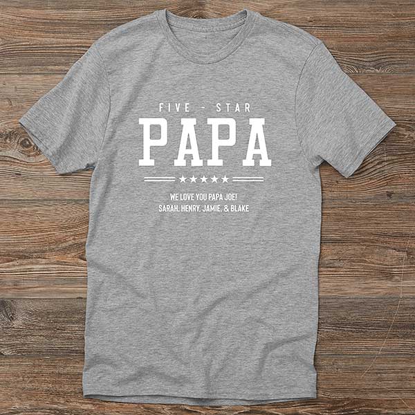 Download Five Star Grandpa Personalized Hanes Adult T Shirt Father S Day Gifts