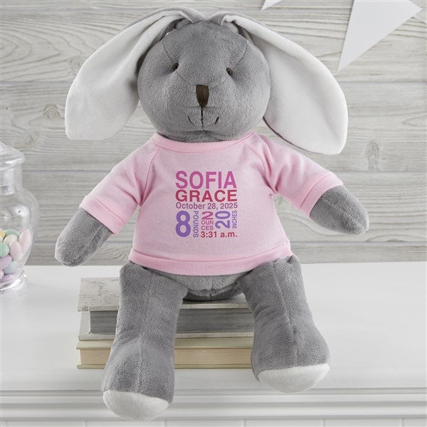 All About Baby Personalized Birth Stats Stuffed Animal Bunny - 26712