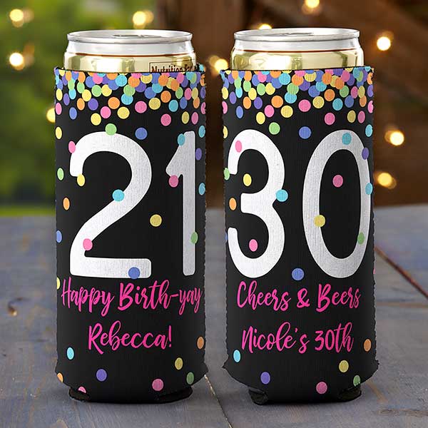 40th birthday drinkware, birthday party 21st, 30th, 50th, 60th skinny  stainless steel cooler photo