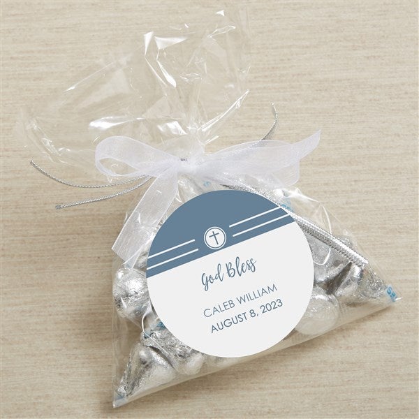 Modern Cross Boy Personalized Stickers for Baptism Favors - 26748