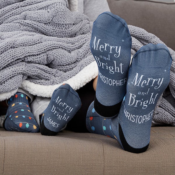 Merry & Bright Personalized Toddler Christmas Socks