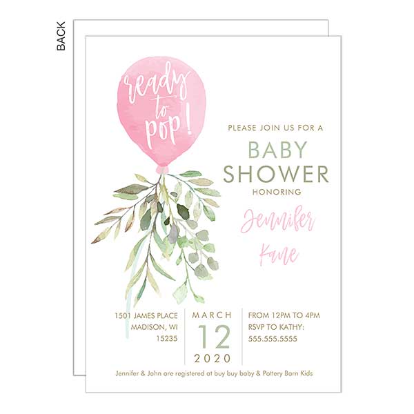 ready to pop baby girl shower party invitation