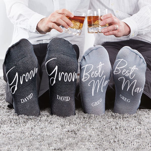 Customize Monogram Socks for Groomsmen Personalized 