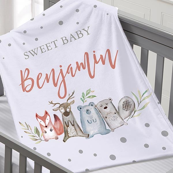 Sweet Baby Woodland Personalized Baby Blankets - 27018