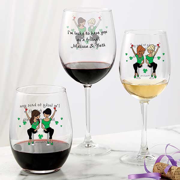 Lucky Friends philoSophie's Personalized Stemless Wine Glass