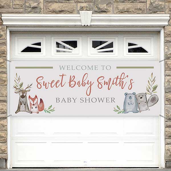 Sweet Baby Woodland Personalized Baby Shower Banner - 27175