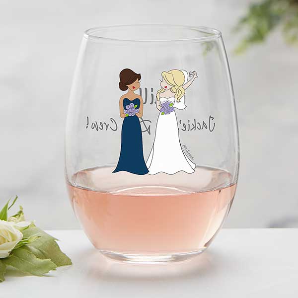 Bridal Party Personalized Wine Glasses by philoSophie's - 27239