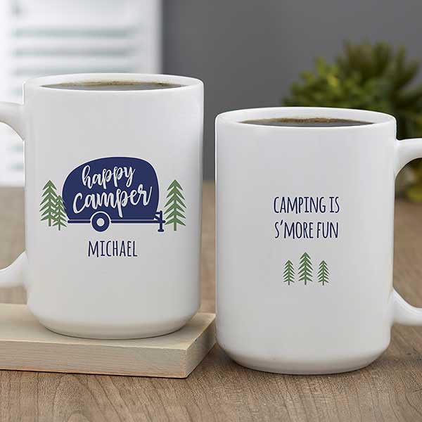 Happy Camper Personalized Coffee Mugs - 27425