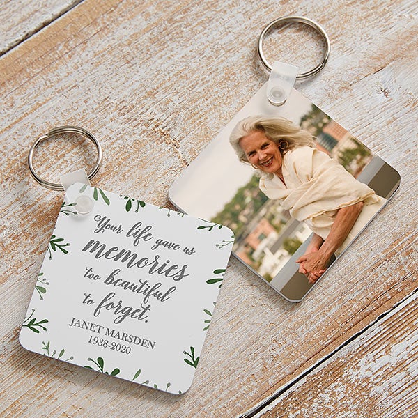 Botanical Memorial Personalized Photo Keychain - 27429