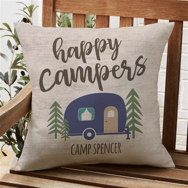 Happy Camper Personalized Outdoor Throw Pillows - 27498