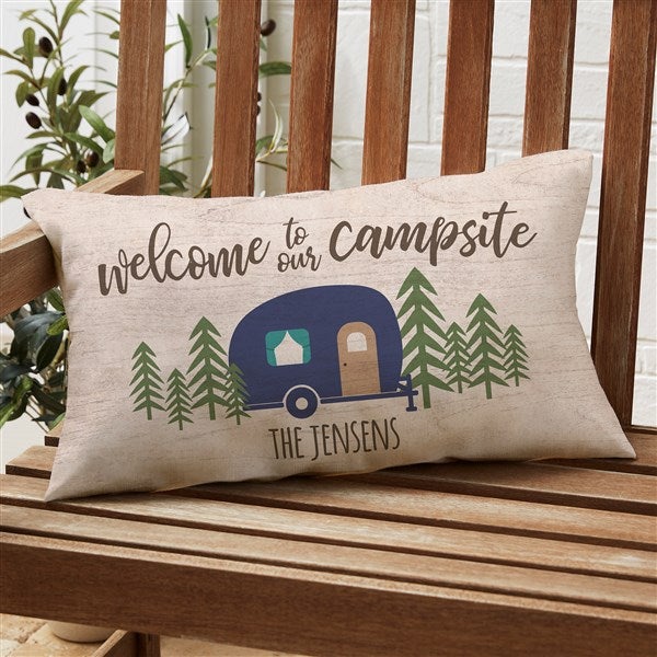 Happy Camper Personalized Outdoor Throw Pillows - 27498