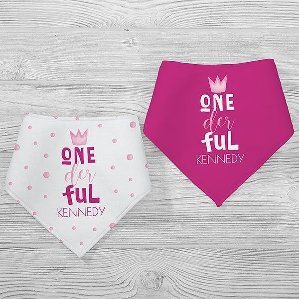 Onederful Girl First Birthday Personalized Baby Bibs - 27634