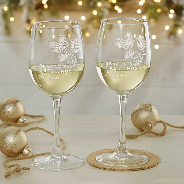 Engraved Christmas 460ml Stemless Wine Glass
