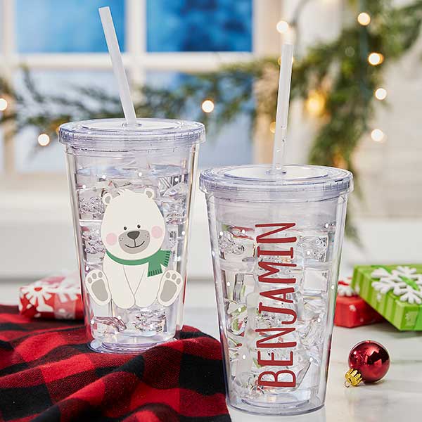 Holly Jolly Characters Personalized Insulated Polar Bear Tumbler