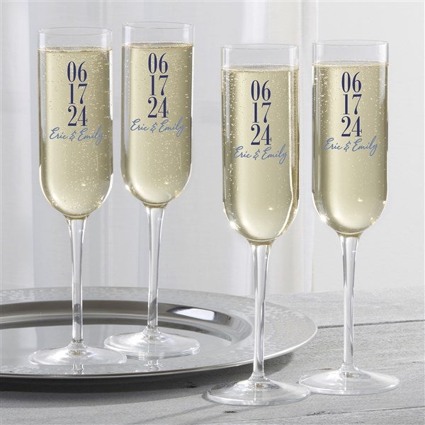 Custom Engraved Anniversary Champagne Flutes or Wine Glasses - Set of 2 -  Personalized with Names and Date (Champagne)