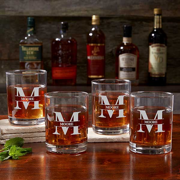Lavish Last Name Engraved Old Fashioned Whiskey Glass