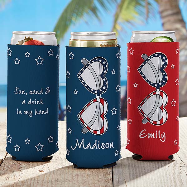 Patriotic Sunnies Personalized Slim Can Holder - 28123