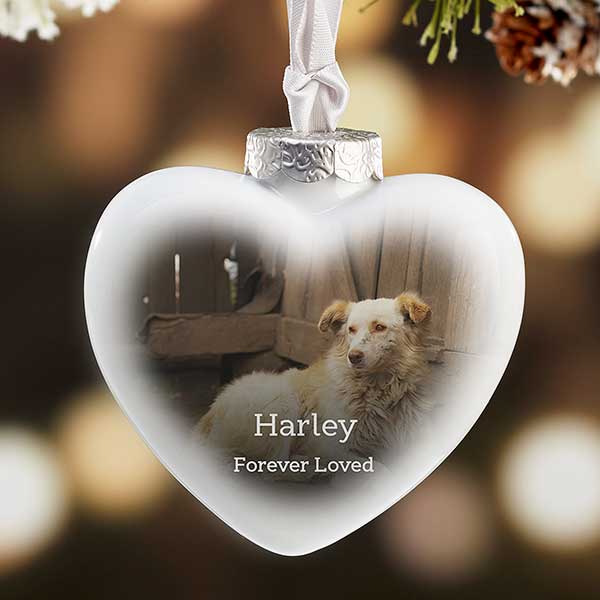 Pet Memorial Personalized Photo Deluxe Heart Ornament - 28227