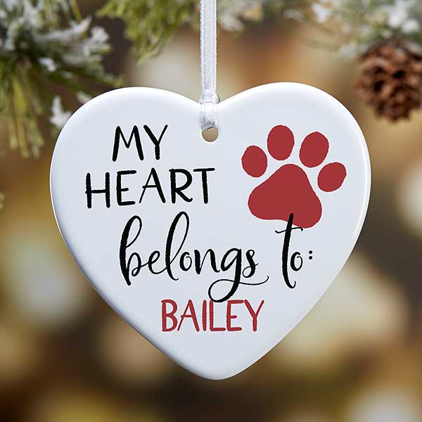 My Heart Belongs To Personalized Pet Heart Ornaments