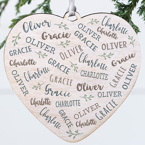 Farmhouse Heart Personalized Heart Ornament - 1 Sided Wood