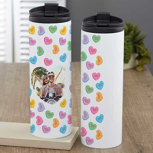 Conversation Hearts Personalized Valentine's Day Travel Tumbler