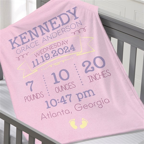 Personalized baby blankets with birth information sale