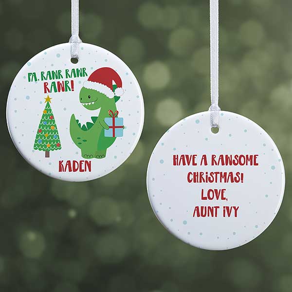 Download Dino Christmas Personalized Ornament 2 Sided Glossy Christmas