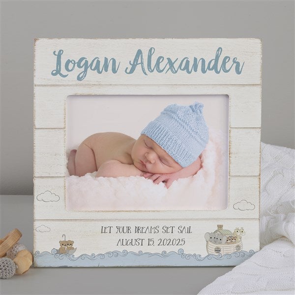 Precious Moments Noah's Ark Personalized Baby Boy Shiplap Frame - 28557