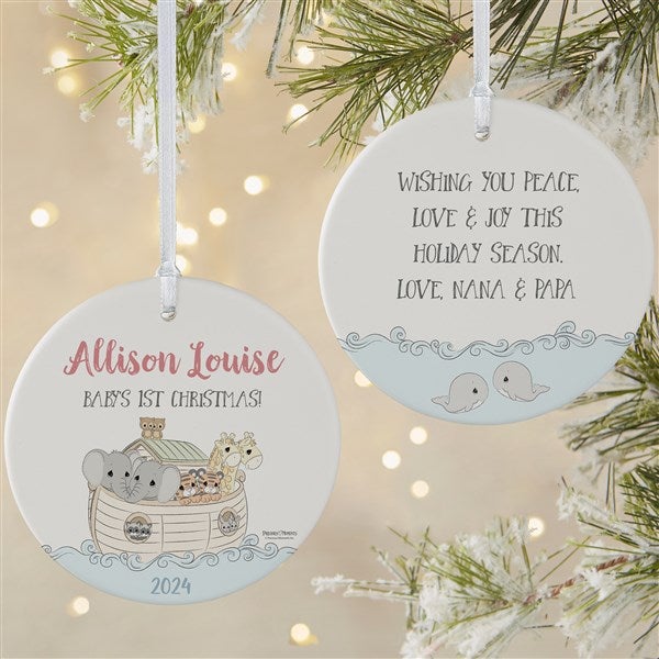 Precious Moments Noah's Ark Personalized Baby Girl Christmas Ornament - 28563