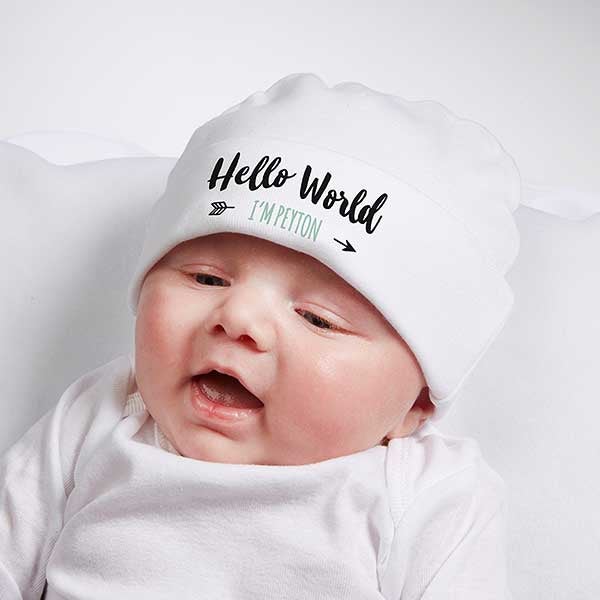 hello world baby hat