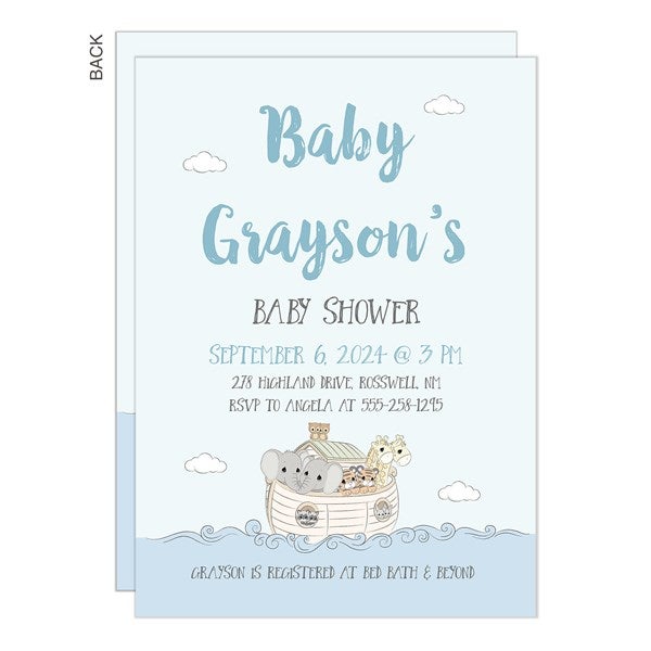 Precious Moments Noah's Ark Personalized Baby Shower Invitations - 28642