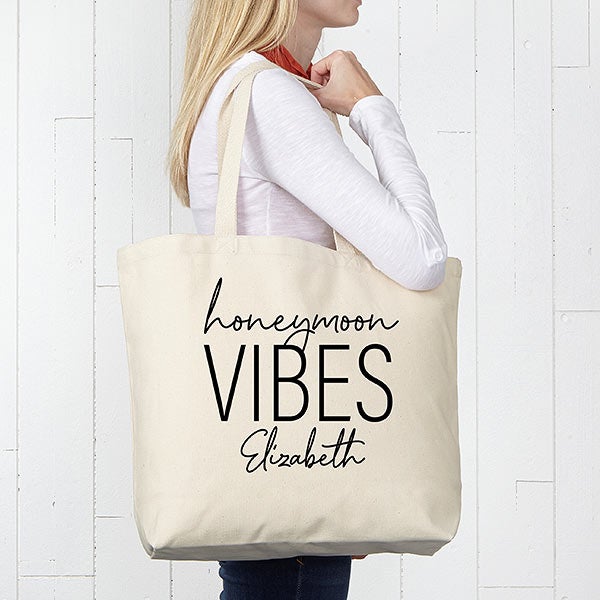 Honeymoon Vibes Personalized 20x15 Canvas Tote Bag