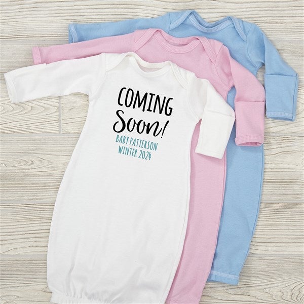 Coming Soon Pregnancy Announcement Personalized Baby Gown