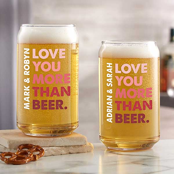All You Need Is Love Personalized 16 oz Beer Can Glass