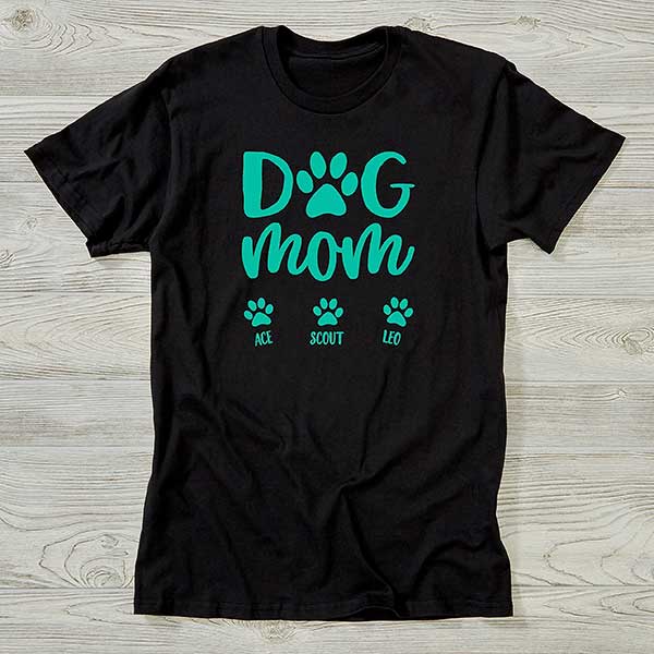 Dog Mom Personalized Hanes Adult T-Shirt - Adult X-Large - Black