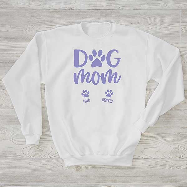 Monogrammed 'Dog Mom' Crewneck Sweatshirt - White / L