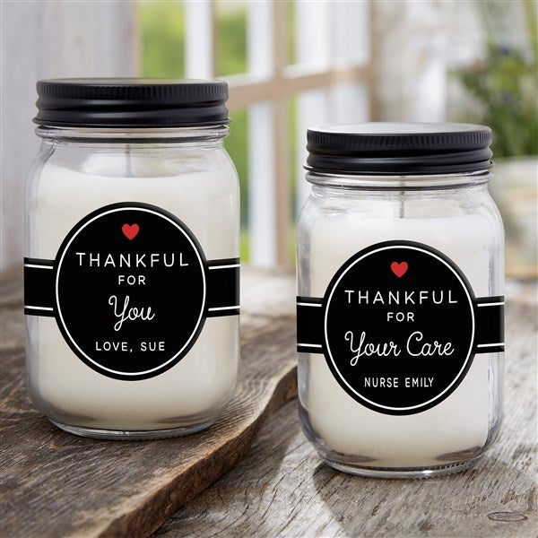 Thankful For Personalized Farmhouse Candle Jar - 28972