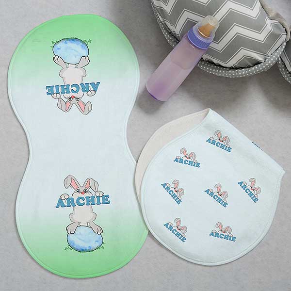 Bunny Love Personalized Easter Burp Cloths - 29182