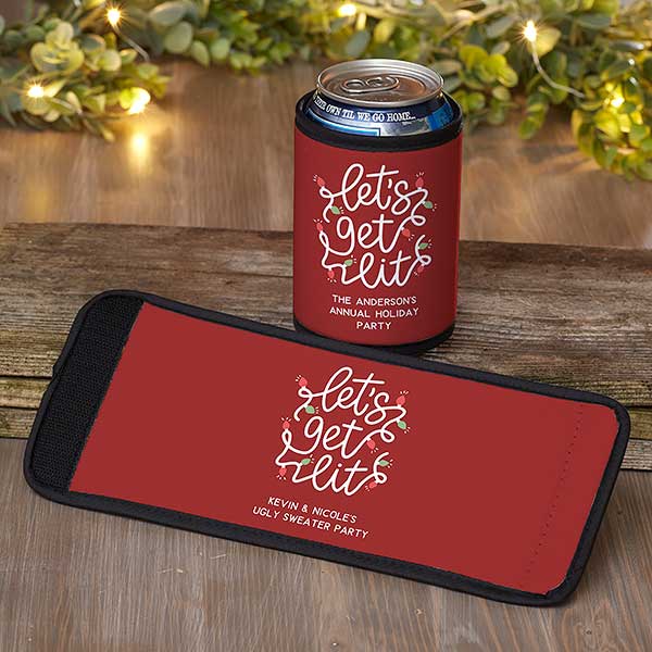 Let's Get Lit Personalized Christmas Can & Bottle Wraps - 29524