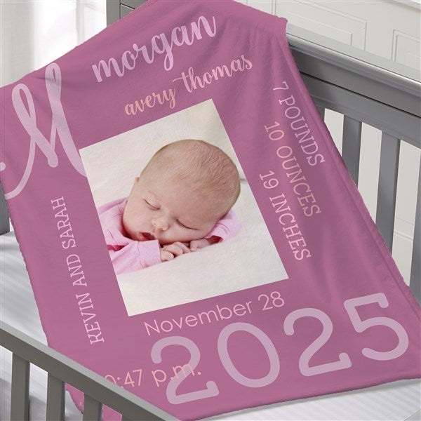 Modern All About Baby Girl Personalized Photo Baby Blankets - 29776